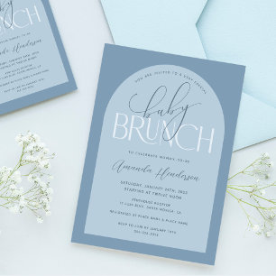 Invitación Chico Dusty Blue Baby Brunch Baby Shower