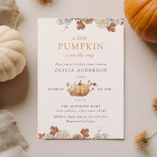 Invitación Chico Elegante Rústico Baby Shower de Otoño de Cal