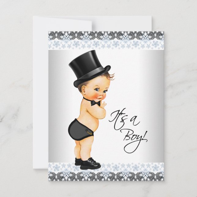 Invitación Chico Es un Niño Cumple de Bebé Niño (Anverso)