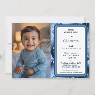 Invitación Chico Espacio Primer Viaje Alrededor Del Sol Foto