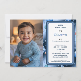 Invitación Chico Espacio Primer Viaje Alrededor Del Sol Foto
