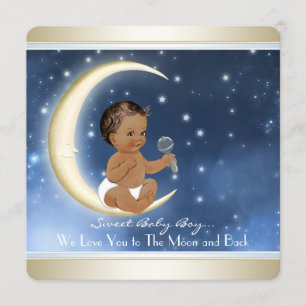 Invitación Chico Étnico Luna y Regreso Baby Shower