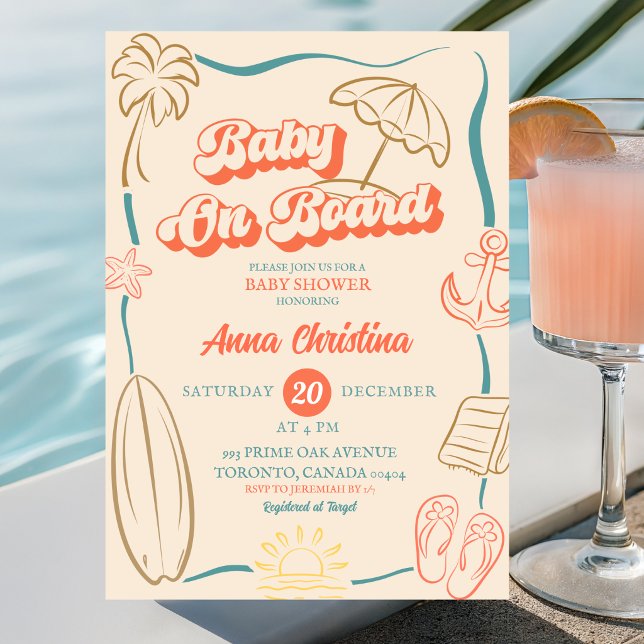Invitación Chico extravagante a bordo Fiesta de Bebé (Subido por el creador)