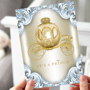 Invitación Chico Fancy Azul y Dorado Shower del Príncipe