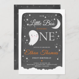 Invitación Chico Fantasma Little Boo Fiesta Cumpleaños Hallow