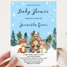 Invitación Chico Fiesta de Bebé Bosque Invernal