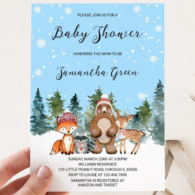 Invitación Chico Fiesta de Bebé Bosque Invernal (Subido por el creador)