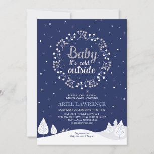 Invitación Chico Fiesta de Invierno Baby Shower, Azul Marino 