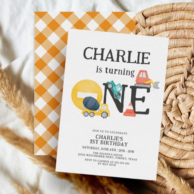 Invitación Chico Fiesta de la construcción de camiones de vol (Subido por el creador)