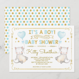 Invitación Chico gato Baby Shower Gato Gato Gato Amante Azul 