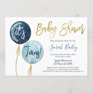 Invitación Chico gemelos, ducha bebé