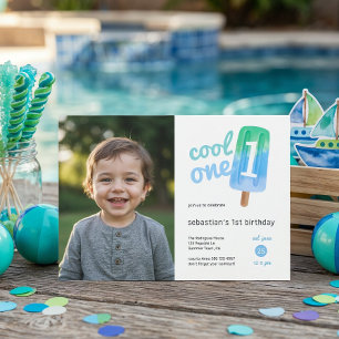 Invitación Chico Genial de Paleta de Cumpleaños Número 1