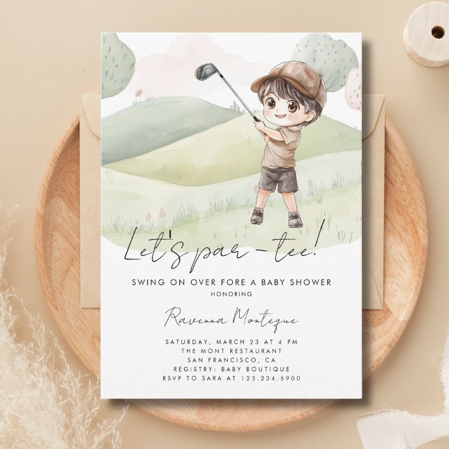 Invitación Chico Golfista Deja que la Fiesta Par-Tee de Baby  (Subido por el creador)
