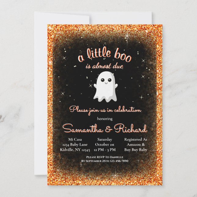 Invitación Chico Halloween lindo Fantasma Pequeño Boo Baby Sh (Anverso)