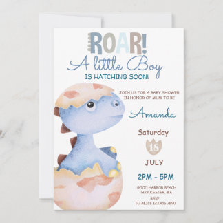Invitación Chico hateando pronto dinosaurio Baby Shower