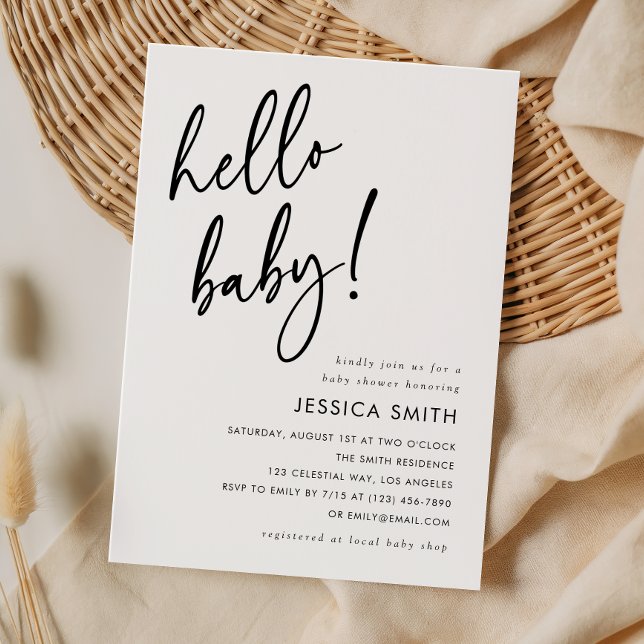 Invitación Chico Hola Bebé Moderno Baby Shower (Subido por el creador)