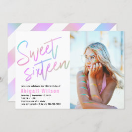 Invitación Chico holográfico moderno de dieciséis años