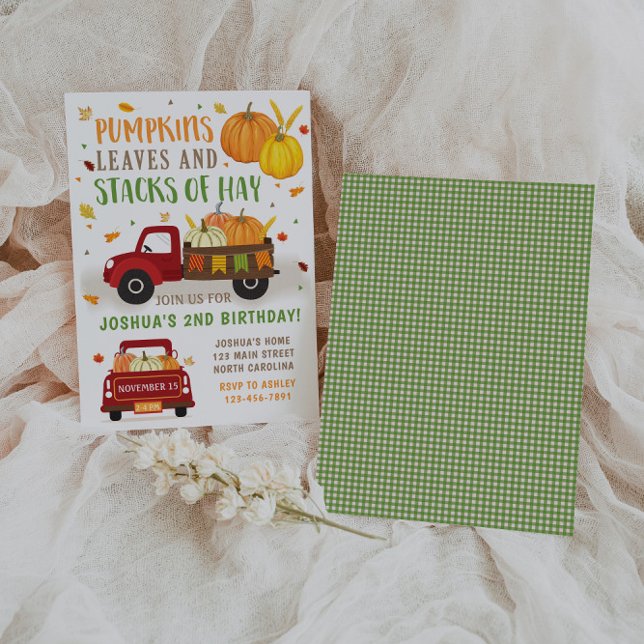 Invitación Chico invitado de cumpleaños de calabaza de otoño (Subido por el creador)