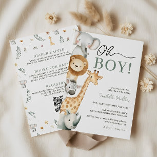 Invitación Chico Lindo Animal de Safari Todo en Uno Fiesta de