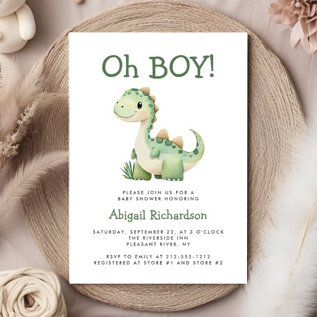 Invitación Chico Lindo Dinosaurio Verde Baby Shower (Subido por el creador)