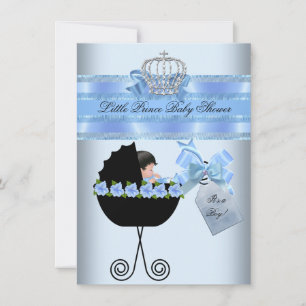 Invitación Chico lindo ducha de bebé Azul Principito Floral