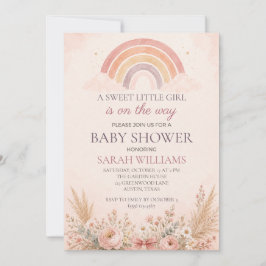 Invitación Chico Lluvia de Colores Boho Shower para Niña