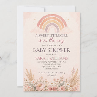 Invitación Chico Lluvia de Colores Boho Shower para Niña