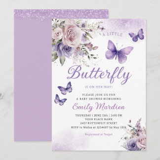 Invitación Chico Mariposa Floral Acuarela Boho Baby Shower