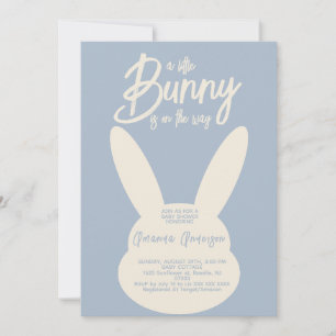 Invitación Chico Minimalista Moderno de Conejo Azul Baby Show