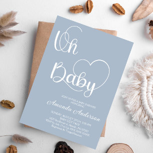 Invitación Chico Minimalista Moderno Tierno Baño Azul Polvori