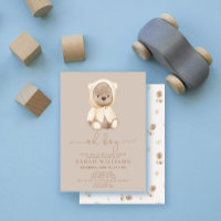 Chico Minimalista Oso Marrón Baby Shower