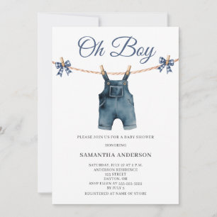 Invitación Chico moderno Azul Bebé Fiesta de Ropa