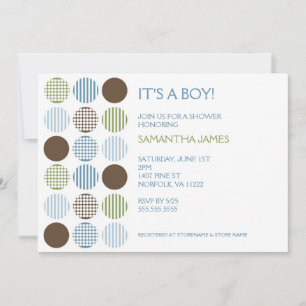 Invitación Chico moderno Baby Shower invita a Blue Green Brow