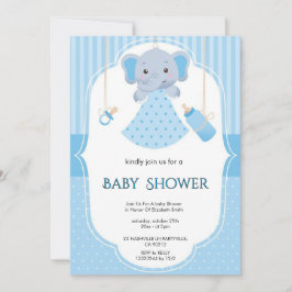Invitación Chico Moderno Elefante Acuarela Baby Shower