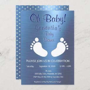 Invitación Chico moderno Oh Baby Shower Foot Print