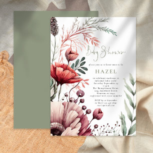 Invitación Chico o chica Ducha de bebé Boho Florales Acuarela