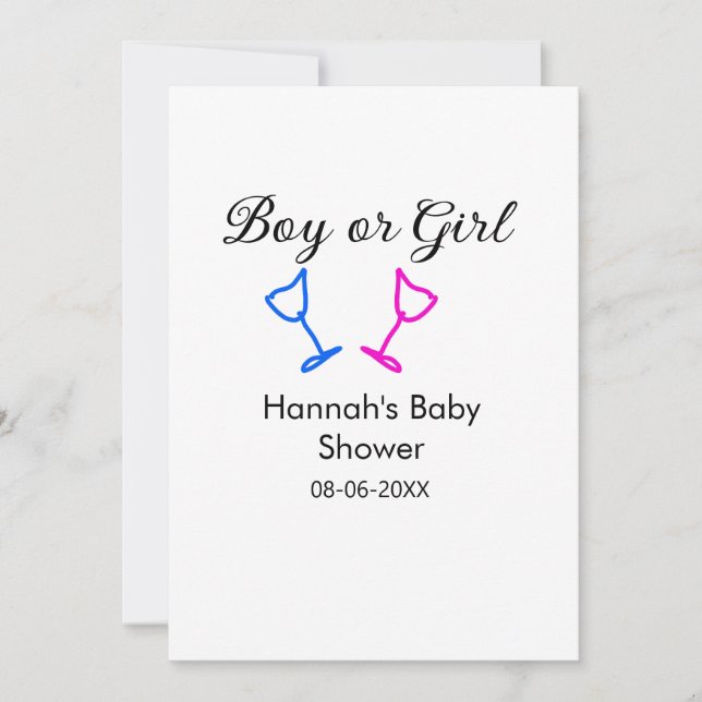 Invitación Chico o chica ducha de bebé luz azul rosa fecha (Anverso)