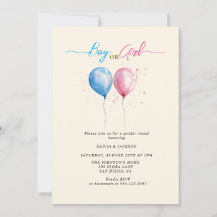 Invitación Chico o Chica Fiesta de revelación de género rosa 