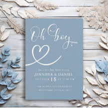 Chico Oh Elegante Azul Minimalista Baby Shower