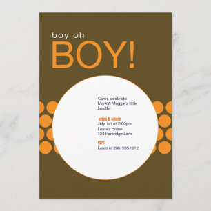 Invitación Chico Oh niño Baby Shower Invite_Brown/Naranja