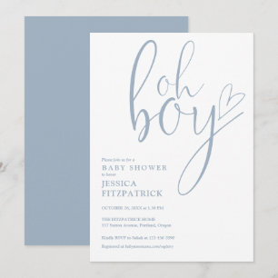 Invitación Chico Oh Niño Escritura Polvo Azul Niño Fiesta de
