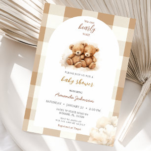 Invitación Chico Oso Marrón Baby Shower