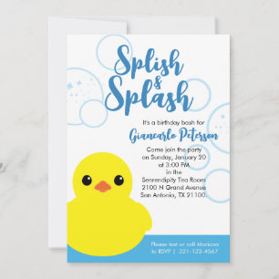 Invitación Chico Pato de Goma Fiesta de Cumpleaños Evite o Im