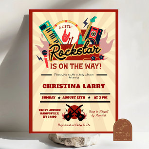 Invitación Chico Pequeño Rockstar Baby Shower