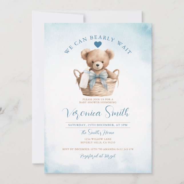 Invitación CHICO Podemos esperar con ansias el Baby Shower de (Anverso)