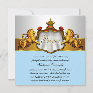 Invitación Chico Regal Azul Príncipe Baby Shower