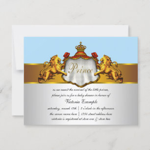 Invitación Chico Regal Azul Príncipe Baby Shower
