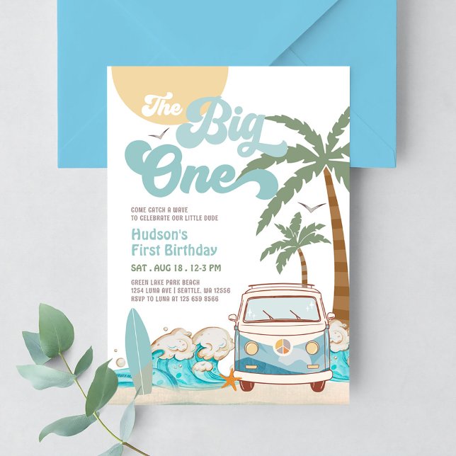Invitación Chico Retro El Grande Surfing Fiesta de Cumpleaños (Subido por el creador)