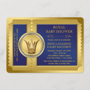 Invitación Chico Royal Azul Fiesta de Baby Shower
