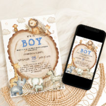 Chico Rústico Boho Safari Animales Baby Shower